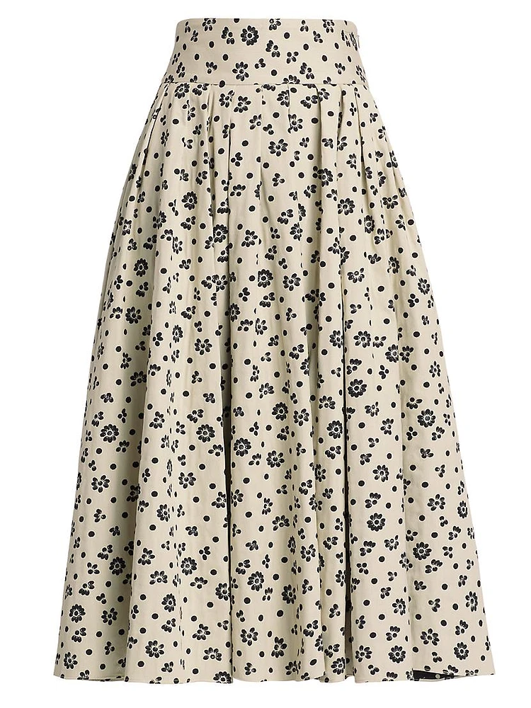 Floral Pleated Midi-Skirt