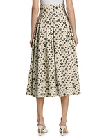 Floral Pleated Midi-Skirt