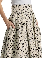 Floral Pleated Midi-Skirt