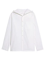 Cotton Hooded Button-Front Shirt