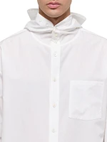 Cotton Hooded Button-Front Shirt