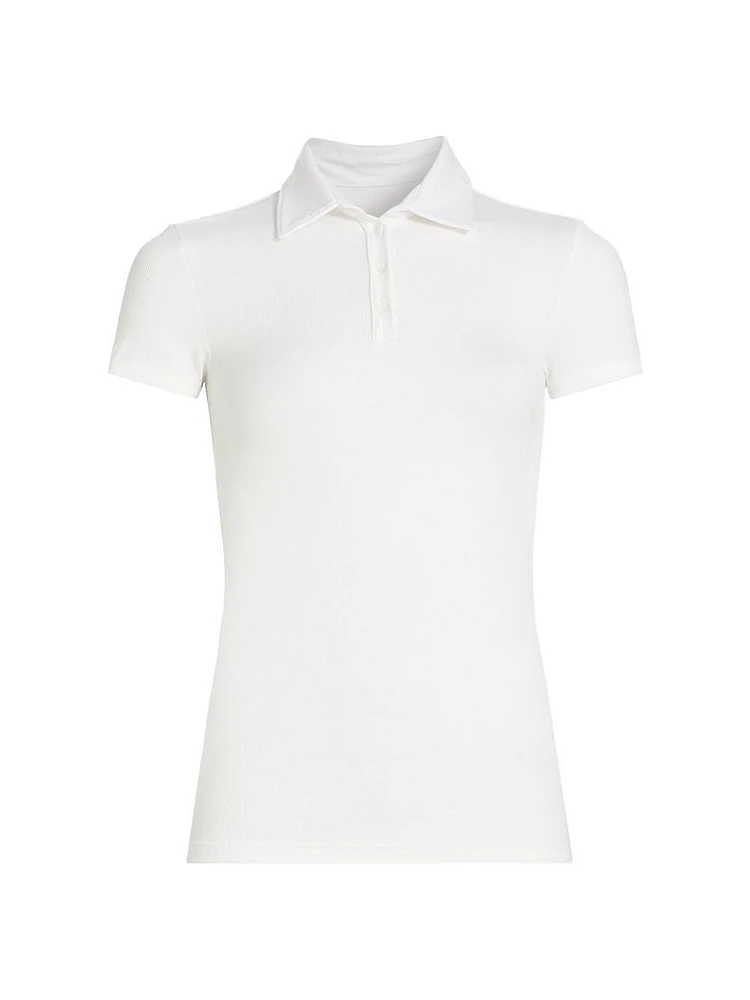 Talia Rib-Knit Polo Top