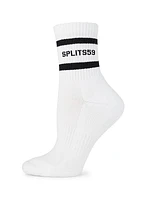 Logo Stripe Cotton-Blend Quarter Socks