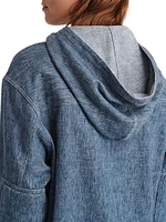 Denim Half-Button Hoodie