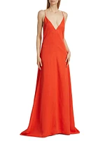 Josephine Linen-Blend A-Line Gown