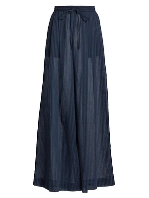 Didi Sheer Cotton & Silk Wide-Leg Pants