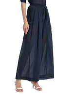 Didi Sheer Cotton & Silk Wide-Leg Pants