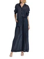 Didi Sheer Cotton & Silk Wide-Leg Pants