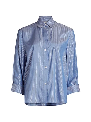 Metallic Pinstripe Silk Shirt