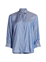 Metallic Pinstripe Silk Shirt