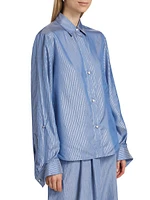 Metallic Pinstripe Silk Shirt