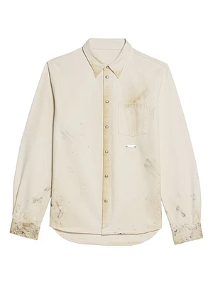 Cotton Button-Front Shirt Jacket