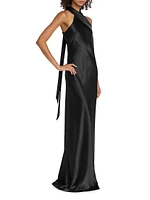 Pandora Satin Cross Halter Gown