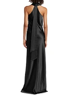Pandora Satin Cross Halter Gown