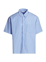 Striped Poplin Raw-Hem Shirt