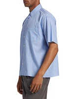 Striped Poplin Raw-Hem Shirt