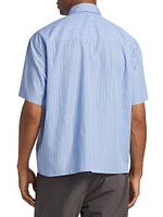 Striped Poplin Raw-Hem Shirt