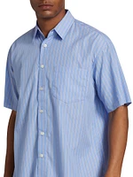 Striped Poplin Raw-Hem Shirt