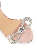 85MM Crystal-Embellished Double Bow Satin Ankle-Wrap Pumps