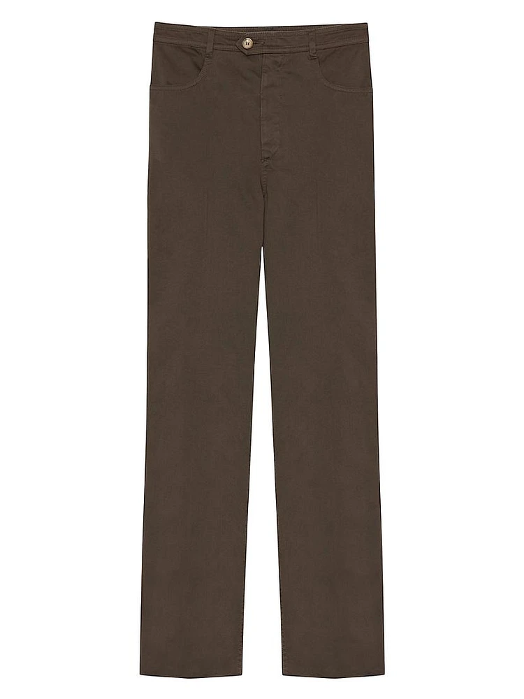 Straight-Leg Pants Cotton