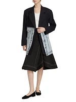 Hybird Mixed-Media Denim Oversized Blazer