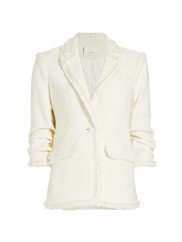 Khloe Faux-Pearl Bouclé Blazer