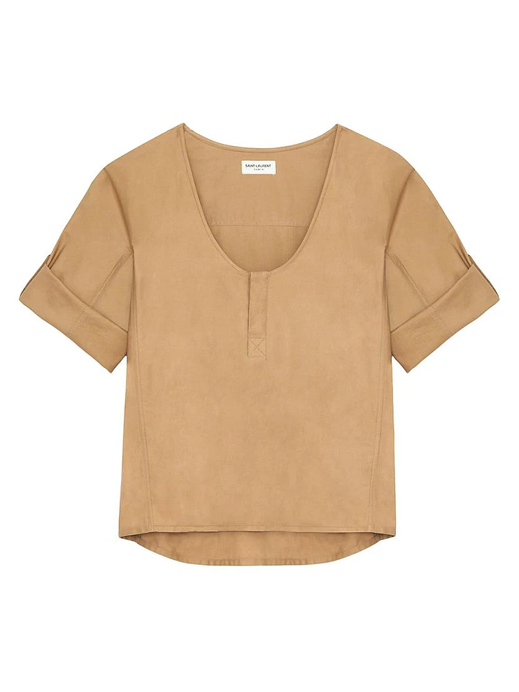 Henley Blouse Cotton Twill