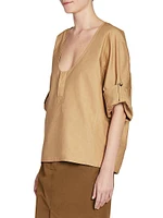 Henley Blouse Cotton Twill