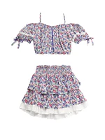 Little Girl's & Bonny Floral Off-The-Shoulder Top