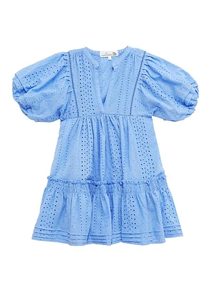 Little Girl's & Girl's Aria Eyelet Puff-Sleeve Minidress