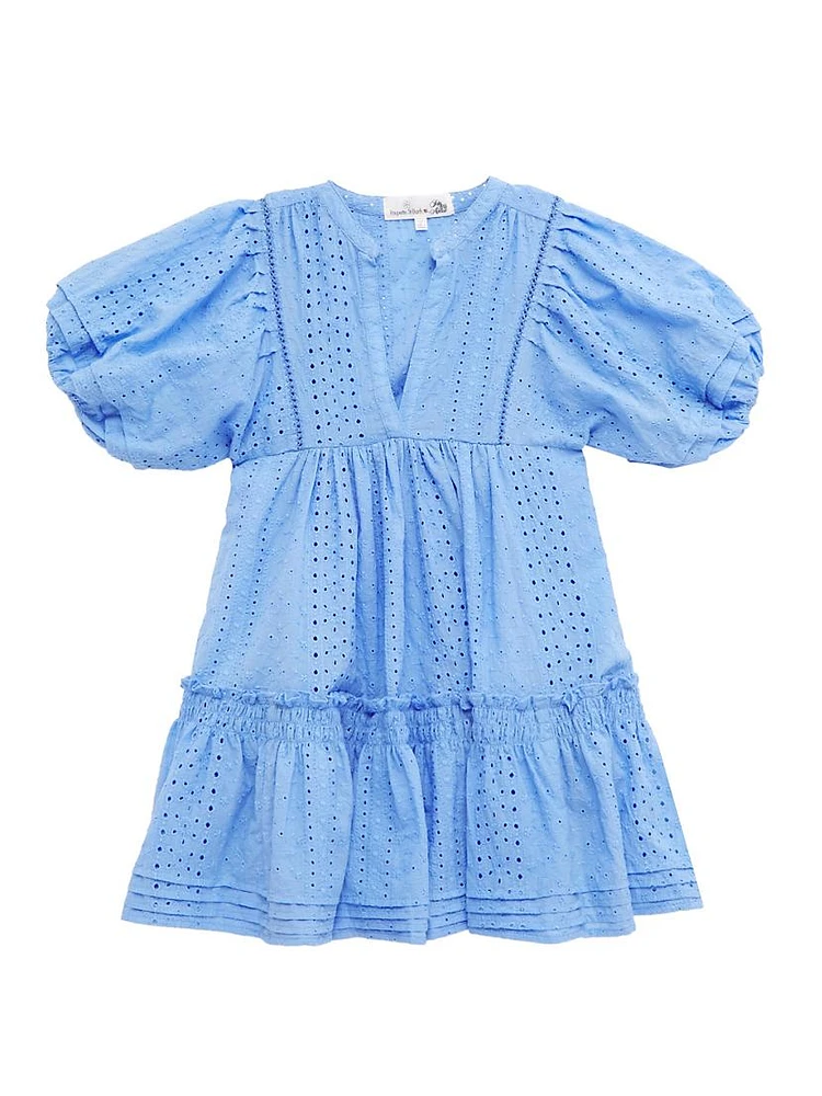 Little Girl's & Aria Eyelet Puff-Sleeve Minidress