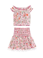 Little Girl's & Galia Floral Cotton Miniskirt