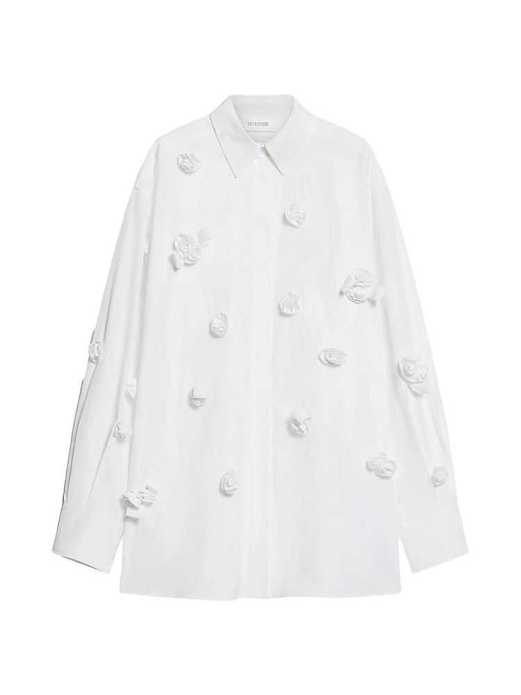 Rosette Appliqué Oversized Shirt