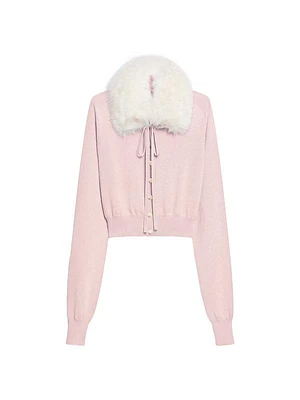 Sherpa Collar Wool Cardigan