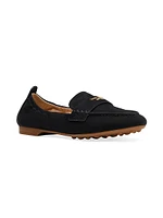 Eliza Logo Suede Loafers