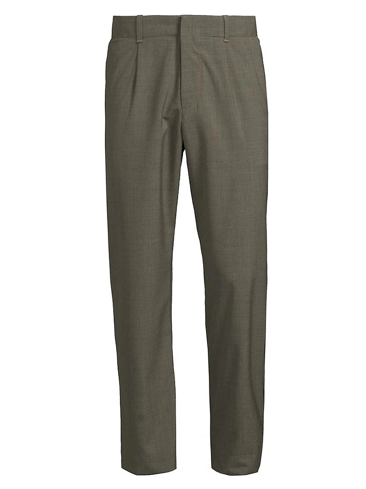 Wool-Blend Flat-Front Trousers