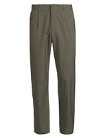 Wool-Blend Flat-Front Trousers