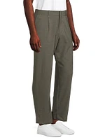 Wool-Blend Flat-Front Trousers