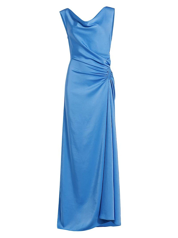 Ophelia Satin Draped Maxi Dress