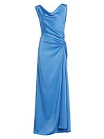 Ophelia Satin Draped Maxi Dress