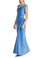 Ophelia Satin Draped Maxi Dress