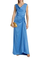 Ophelia Satin Draped Maxi Dress