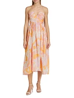 Rumi Botanical Pintuck Midi-Dress