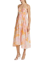 Rumi Botanical Pintuck Midi-Dress