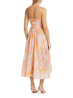 Rumi Botanical Pintuck Midi-Dress