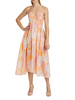 Rumi Botanical Pintuck Midi-Dress