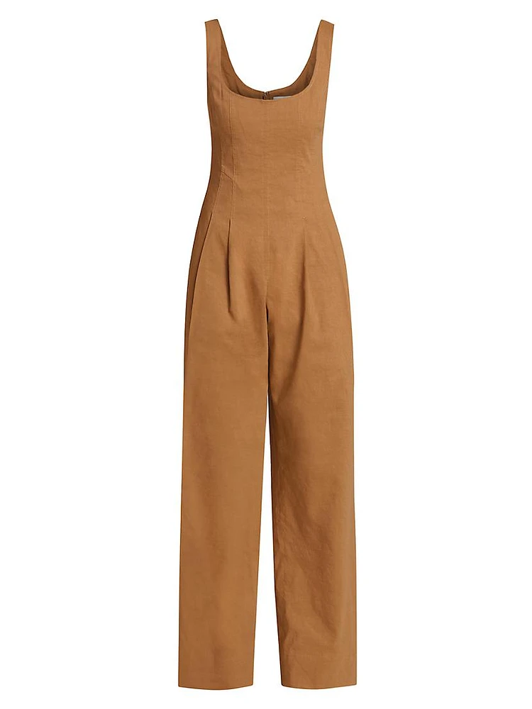 Isabel Linen-Blend Pleated Jumpsuit