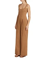 Isabel Linen-Blend Pleated Jumpsuit