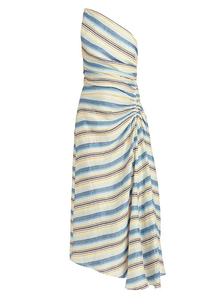 Carolyn Striped One-Shoulder Maxi Dress