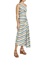 Carolyn Striped One-Shoulder Maxi Dress